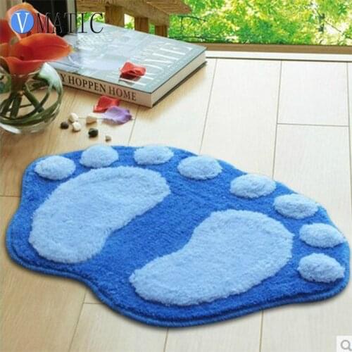 Cute Footprints big feet Bathroom carpet Flocking Water Absorption Door Mats Pad Rug Household item at the door mat carpet floor