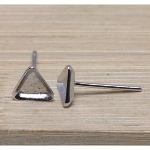 Ms Betti 4841 4 6mm Cubic Crystal Stones Stud Earrings Setting Triangle Fittings Jewelry DIY Making findings