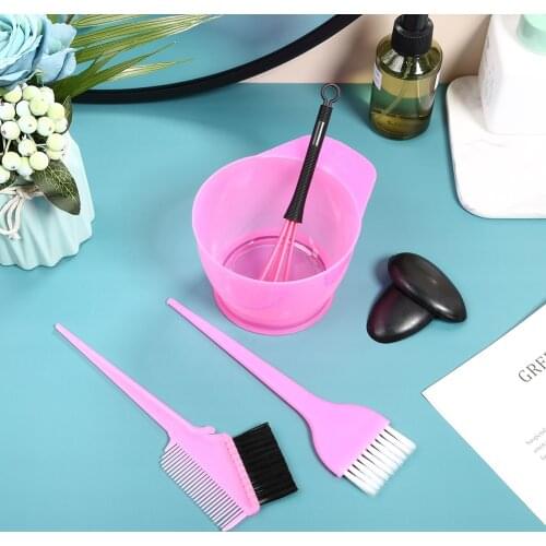 5pcs Hair Dye Mixing Bowl +3 Brushes + 1 Ear Shield Combo Set Plastic Salon Hairdressing Coloring Tint Tools Kit Styling Accesso