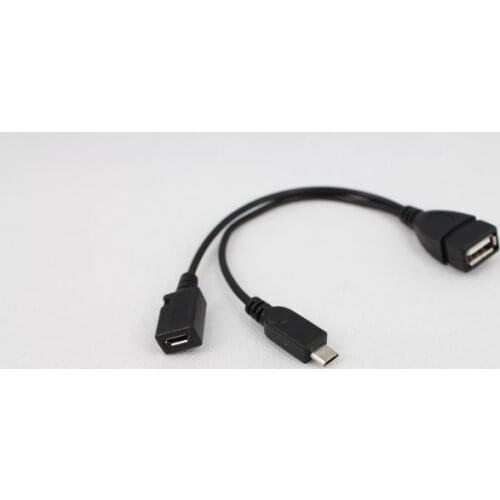 Newest 1 in 2 OTG Micro USB Host Power Y Splitter USB Adapter to Mirco 5 Pin Male Female Cable