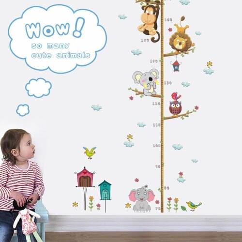 New Cartoon Elephant Lion Zoo Height Stickers Childrens Room Wall Decoration Wall Stickers