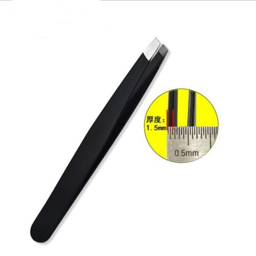 NEW 2pcs Black Color Eyebrow Tweezer Hair Beauty Slanted Puller Stainless Steel Eye Brow Clips Makeup Tool