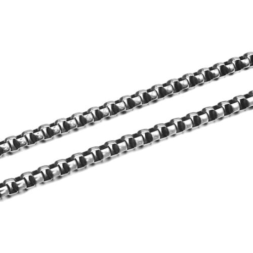 CHIMDOU Hip Hop Box Necklace In BlackSilver Color,Stainless Steel Men Hippie Rock Chain Long Pop Fashion Jewelry,muince