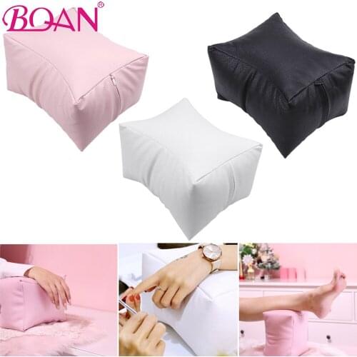 BQAN 1pc Nail Art Hand Rest Cushion Pillow Soft PU Leather Foot Armrest Holder Dual Use Salon Manicure Nail Tool