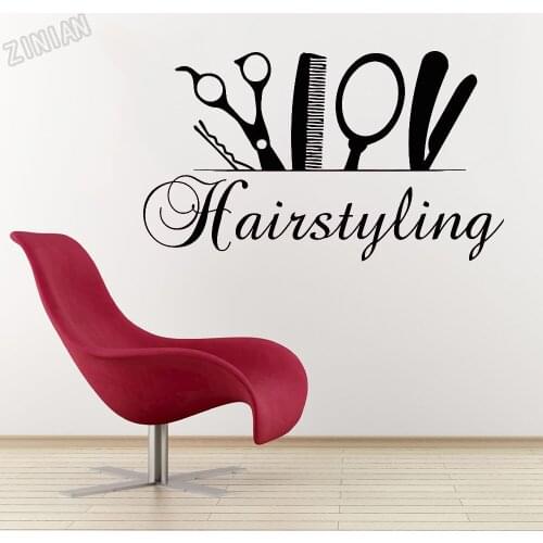 Hairstyling Wall Sticker Fashion Hairlstyle Store Wall Decals Vinyl Wall Murals For Beauty Salon Decor Shop Mirror Stickers Y336