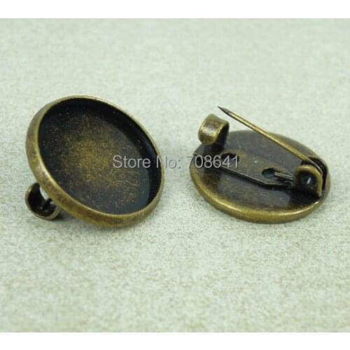 Blank Brooches Base Back Pins Settings Round Smooth Bezel Glass Cabochons Findings Jewelry Making Multi-color Plated Wholesale