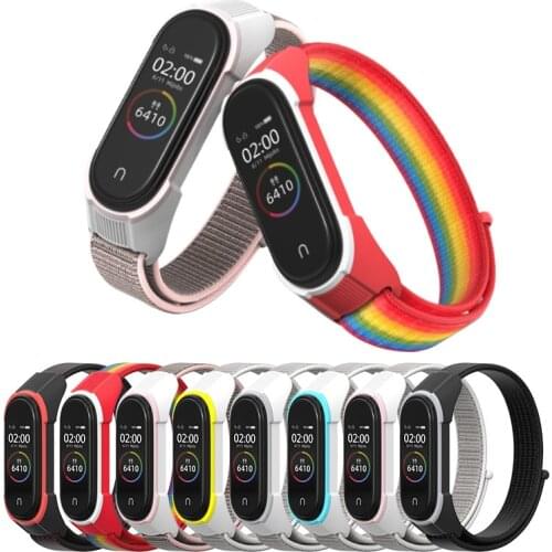 Bracelet for mi band 6 5 Strap Nylon Sport loop watch Belt pulsera correa Miband 6 5 strap Wristband for xiaomi Mi band 4 3