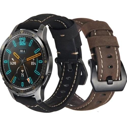 22MM Watchband Retro Genuine Leather Band For HUAWEI WATCH GT Smart Watch Replacement Bracelet Strap Watchband For Gear S3