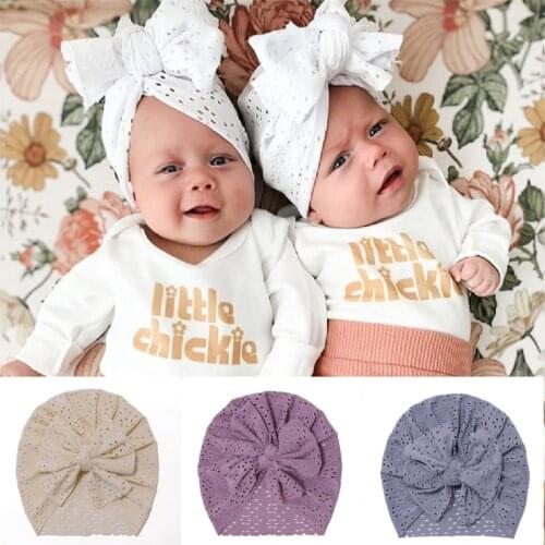 Big Bows Baby Bonnet Cap Solid Color Summer Mesh Newborn Girl Boy Hat Soft Breathable Infant Toddler Turban Beanies Cap Headwrap