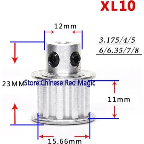 GT2 10tooth Timing Pulley Aluminum 3D Printer Parts XL10 Bore 3.17/4/5/6/6.35/8mm Part Synchronous Wheel Gear with Screw Teeth