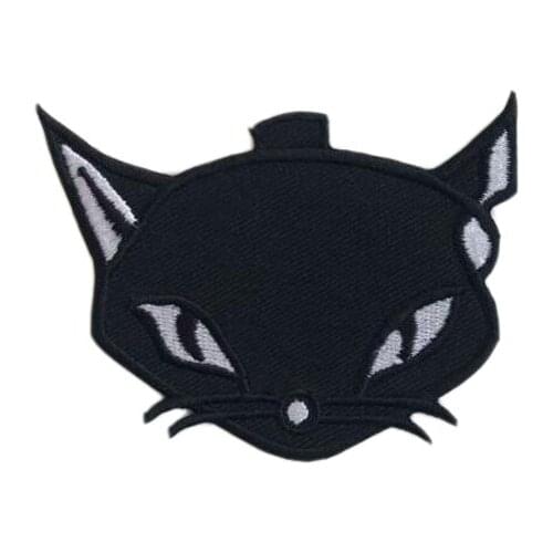 Cute little Black Cat Face Iron Sew on Embroidered Patch