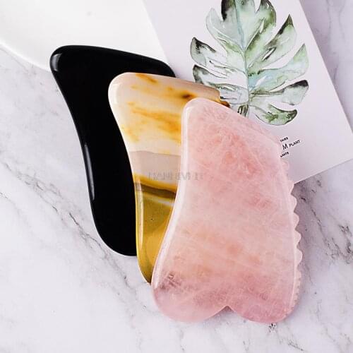 Egg Yolk Stone Gouache Scraper Face Massager Natural Gua Sha Stone Facial Eye Skin Lifting Spa Acupuncture Scraping Massage Tool