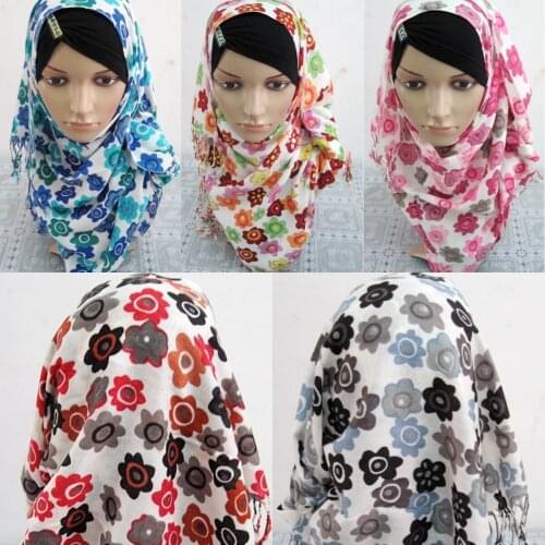 Four Seasons Women Scarf Islamic Turban Hijab Dubai Floral Pattern Scarf Muslim Print Shawls Fashion Indonesia Long Scarf