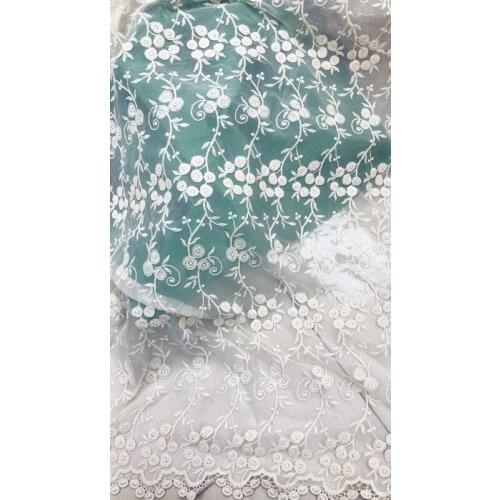 1 yard 125cm 49.2" wide beige gauze mesh tulle cotton embroidered bridal lace fabric for clothes dress skirt QL4K11