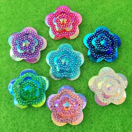 12pcs Glitter Crystal AB Flower Rhinestone Flatback Resin Crystal Stones Sewing on Strass wedding decoration Scrapbook Beads