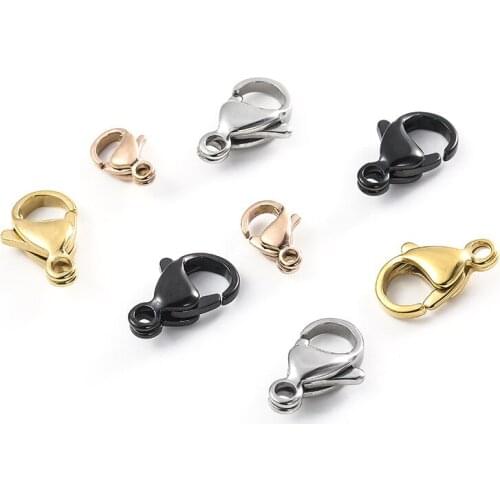20pcs/Lot 9 -15mm Stainless Steel Gold Plated Lobster Clasp Hooks for Necklace&Bracelet Chain DIY Fashion Jewelry Findings
