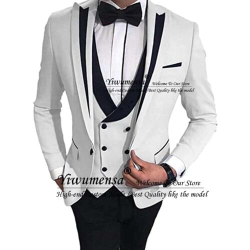 2020 Fashion 3 Piece Tuxedo Wedding Suits for Men Slim Fit Blazers for Men Prom Party Smoking Man Suit Custom Made 2020 XZ658