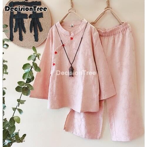 2021 chinese traditional costume hanfu top shirt women female elegant cotton and linen tang style blouses chinese chiffon blouse