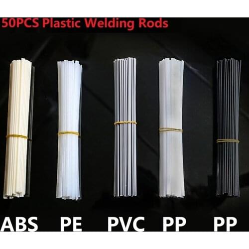 50pcs Plastic Welding Rods Bumper Repair ABS/PP/PVC/PE Welding Sticks Welding Soldering Supplies Grey White Black Beige Color