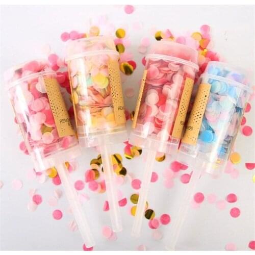 8 Pcs/set Push Pop Boy Girl Confetti Poppers for Wedding Happy Birthday Flower Mix Paper Mini Round Confetti Party Decoration