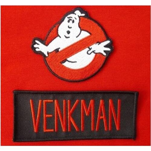 NO GHOST MOVIE LOGO VENKMAN NAME UNIFORM COSTUME IRON ON PATCH SET EMBLEM, Free clothing