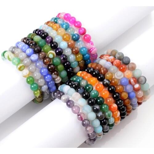 Natural Stone Bead Bracelet Agates Amazonite Malachite Reiki Yoga Healing Luck Stone Bracelet for Women Men Charm Jewelry Gift