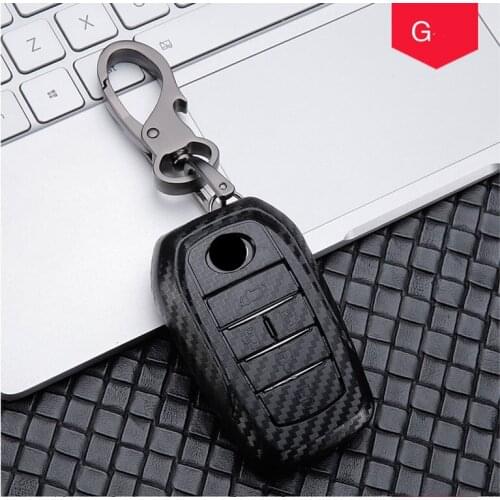 Carbon fiber Car Key Cover For Toyota Miral Fortuner Rav4 Highlander Crown 4 Buttons Smart Remote Fob Case Keychain Protector