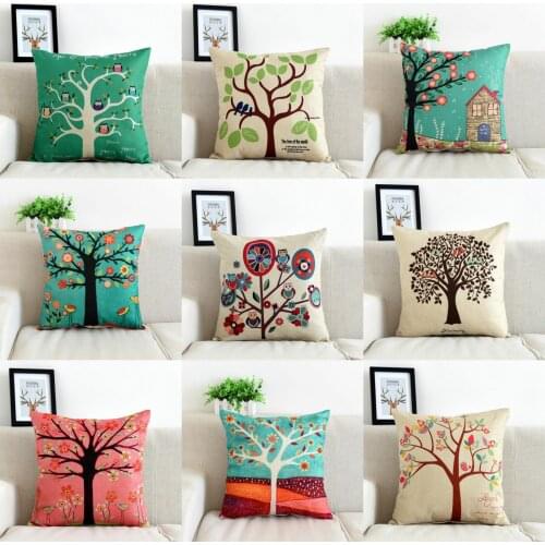 Tree pattern Pillow Case Throw Pillowcase Cotton Linen Printed Pillow Covers For Office Home Free
