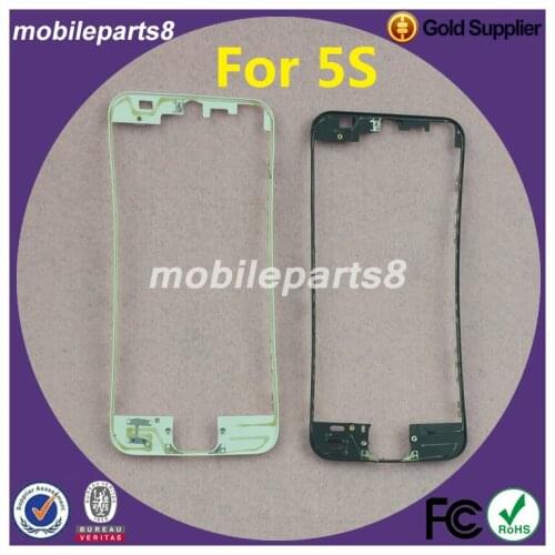 100pcs Black/White Front Bezel with liquid glue for iPhone 5S LCD Middle Frame Housing Parts Chrome Screen Holder Free shipping