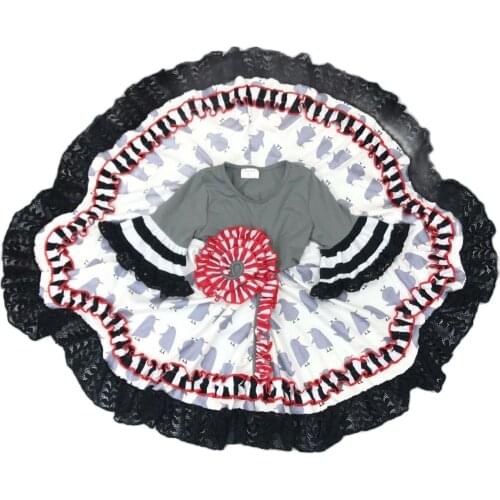 Sweet girls Rural style childrens dress girls dress black and white striped dress