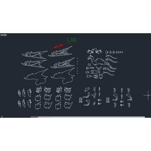 Easten Dinosaur dragon DWG CAD drawing file for cnc laser cutting engraving D14