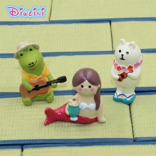 Beauty Decole Cat Series Guitar Frog Ukulele Bear Model Miniature Figurine home Garden action Figures Decoration Girl toy gift