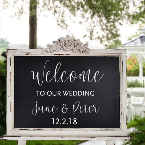 Personalised Wedding Welcome Sticker Sign Bride and Groom Names Wedding Date Customized Vinyl Decal Sticker 2924
