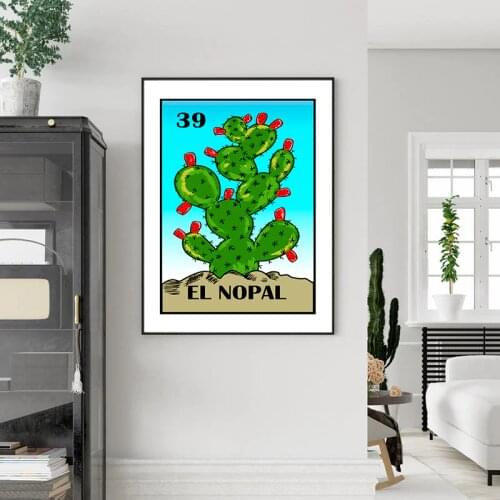 Cactus Art Print El nopal Mexican loteria Wall Picture Canvas Painting Botanical Poster Succulent Plant Prints Home Room Decor