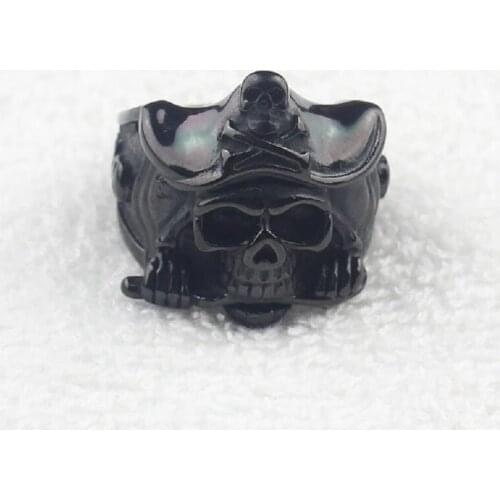 Cool Mens Black Pirate Skull Knife Caribbean Biker Stainless Steel Biker Ring US Size 7-15
