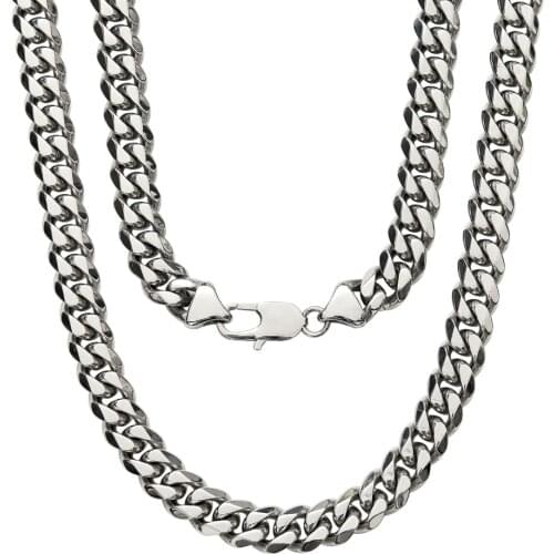 6/8/10/12mm Stainless Steel Curb Cuban Miami Chain Necklaces Boys Men Hip hop Jewelry Clasp Link Silver Plated Women Bracelet