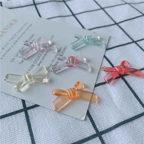 Summer style 60pcs/lot color print cartoon bow/bowknot shape Straight hole resin beads diy jewelry earring/garment accessory