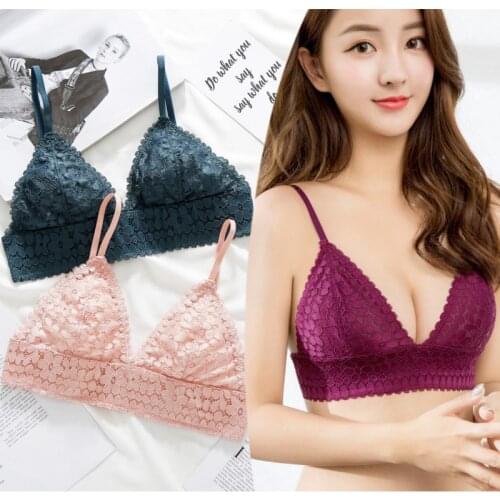 Fashion Sexy Lace Ultra-Thin No Steel Ring Gathered Bra + Underwear Set