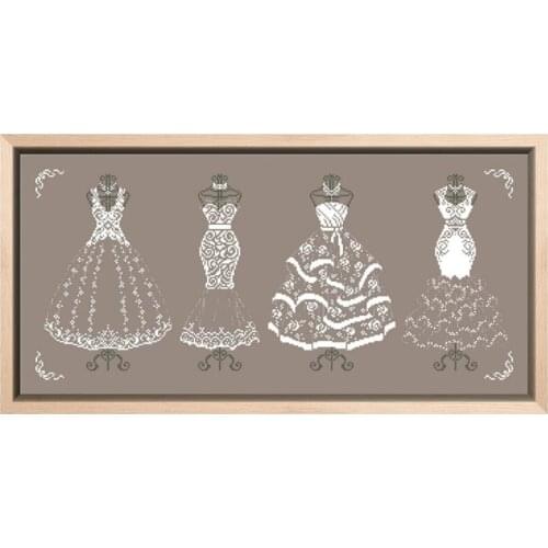 White dress cross stitch kits plants aida fabric 14ct coffee canvas cotton thread embroidery kits DIY craft set