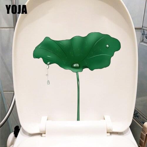 YOJA 22.2X22.6CM Cartoon Lotus Leaf Rain Childern Bedroom Wall Decor Creative Toilet Sticker T1-1336