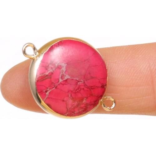 Natural Semi Precious Stone Connector Circular Imperial Making Necklace Bracelets Earrings DIY Accessories 20*28mm Package Sale