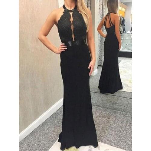 Cheap Black Mermaid Evening Dresses Floor Length 2021 abiye gece elbisesi Open Back Special Occasion Dress Formal Prom Gowns