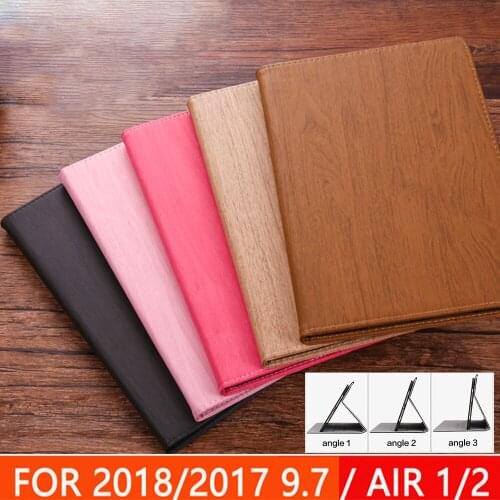 New For iPad Air 2 Air 1 Case New iPad 2017 2018 9.7 inch Anti-real wood grain PU Leather Smart Cover Case Auto Wake Cover Case