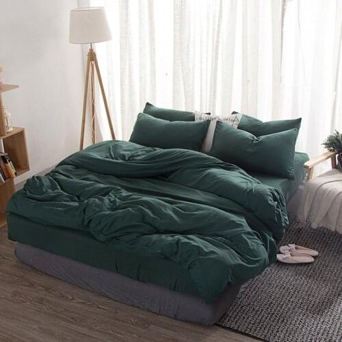 New product online shop solid color fitted sheet bed bag sheet washing cotton sheet 4-piece set for two