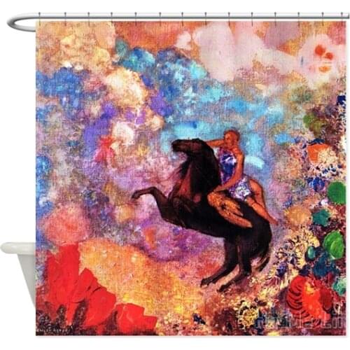 Odilon Redon Muse On Pegasus Design Waterproof Shower Curtain Bathroom Decor