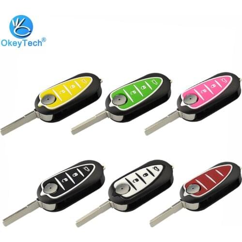OkeyTech 3 Buttons Flip Folding Remote Car Key Shell For Alfa Romeo Mito Giulietta159 GTA Replacement Car Key Cover Uncut Blade