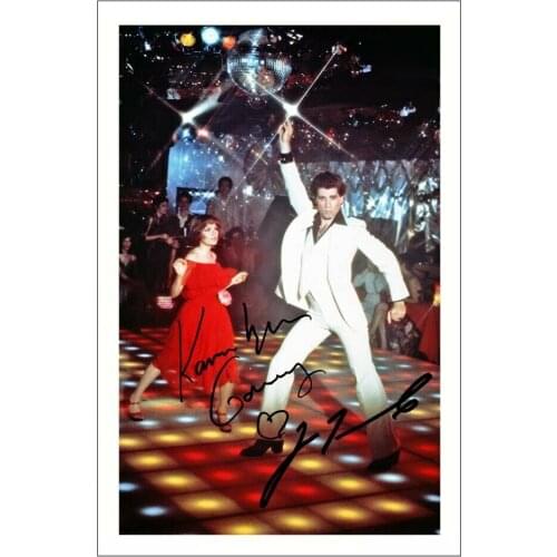 SATURDAY NIGHT FEVER KAREN LYNN GORNEY & JOHN TRAVOLTA Signed Art Silk Poster Print 24x36inch