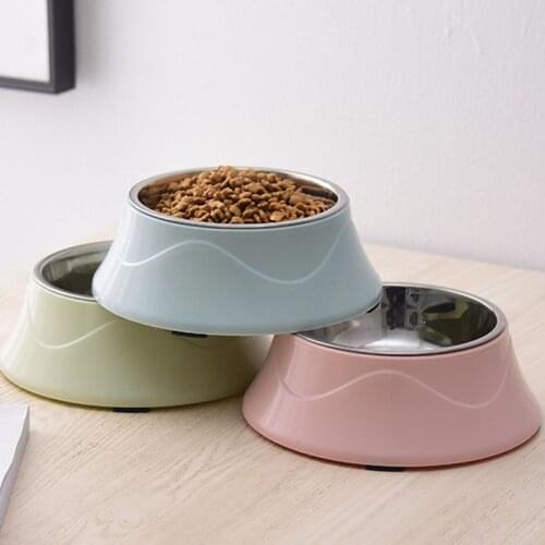 Plastic Stainless Steel Dog Bowl 2 Used Feeder Feeding Water Bowl For Dog Food Bowl Pet Puppy Cat Bowl Feeding Dog Pet Supplies