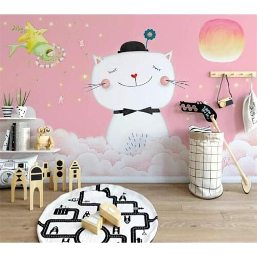 Wellyu Custom wallpaper 3d Photo Fresco Nordic Minimalistic Kitty Child Room Decoration Background wall paper papel de parede