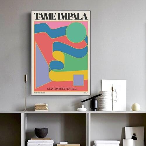 Tame Impala At Glastonbury Gig Poster Vintage Colorful Canvas Painting Retro Wall Pictures for Living Room Home Decor No Frame